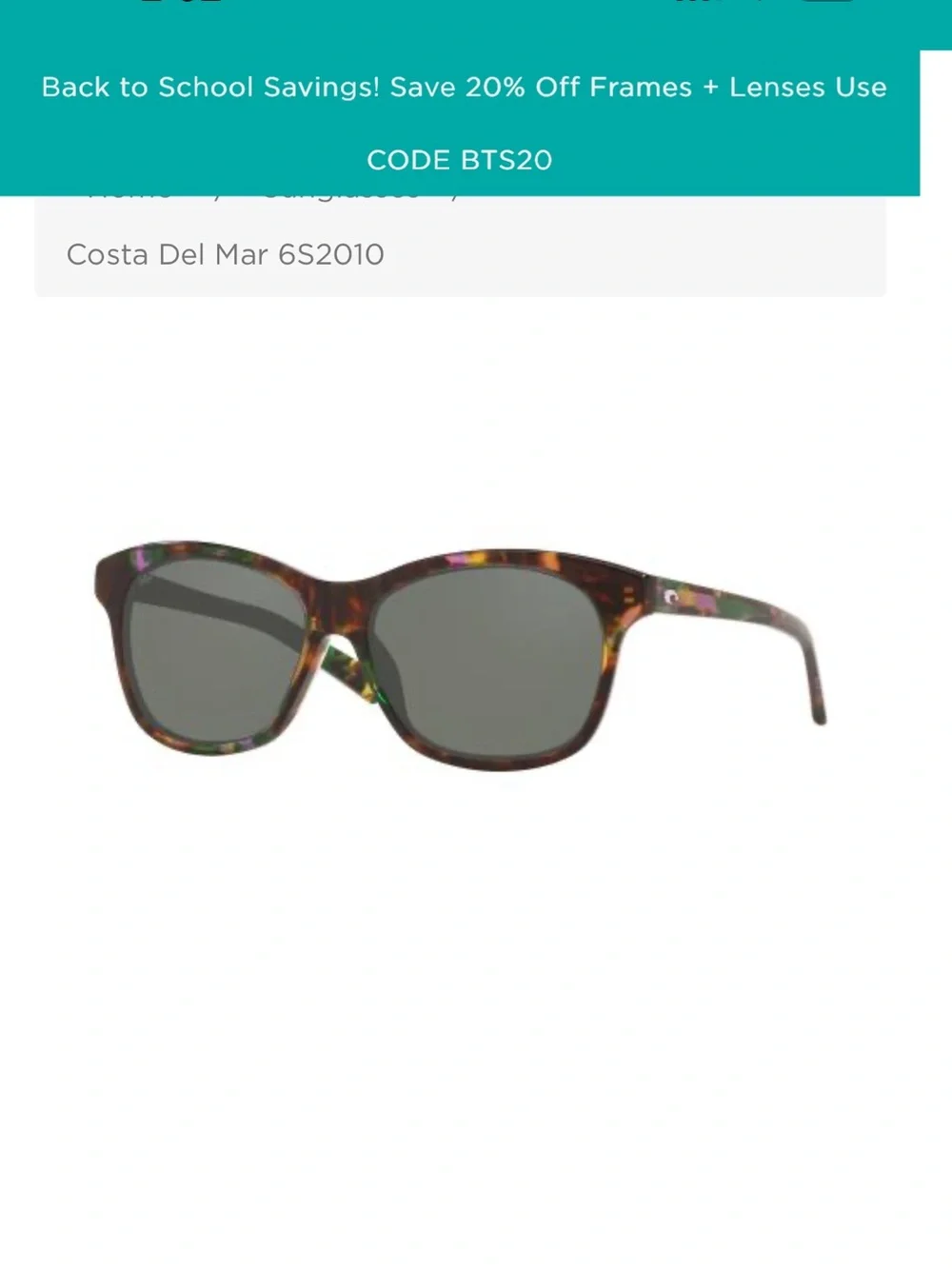 Costa Tortoiseshell Frame Sunglasses with Dark Lenses